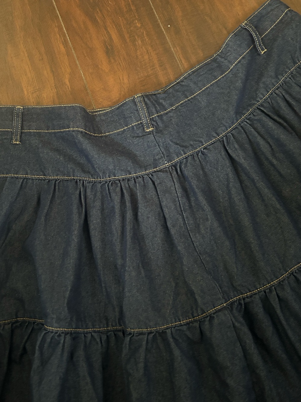 Womens Shein Curve Denim Mini Pleated Flare Skirt - Picture 4 of 10